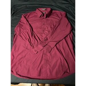 Milani Mens Dress Shirt Burgundy Long Sleeve Button Down 20 36/37 Cotton Blend